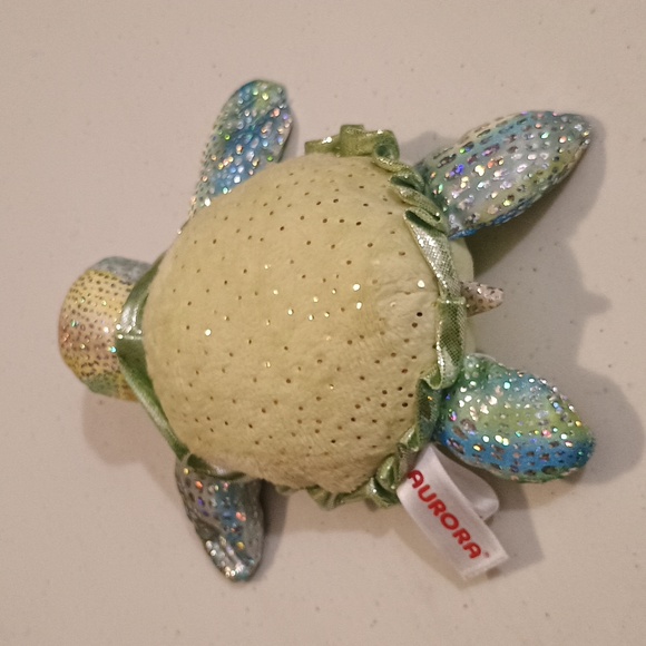 Aurora Sea Turtle Plush Sparkle Shimmer Stuffed Animal Toy Green Blue 7in - Picture 4 of 10